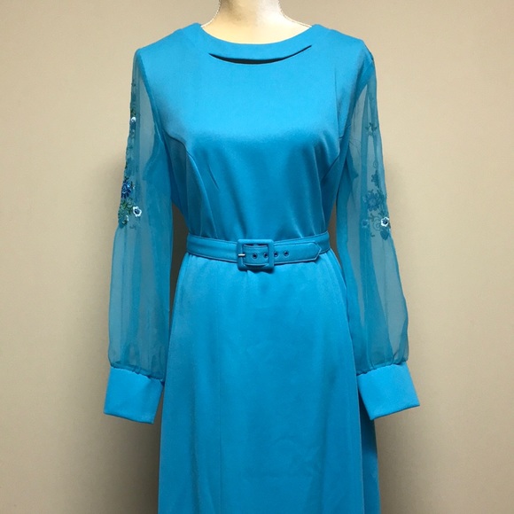 Mynette Long Blue Vintage Dress - Picture 2 of 11